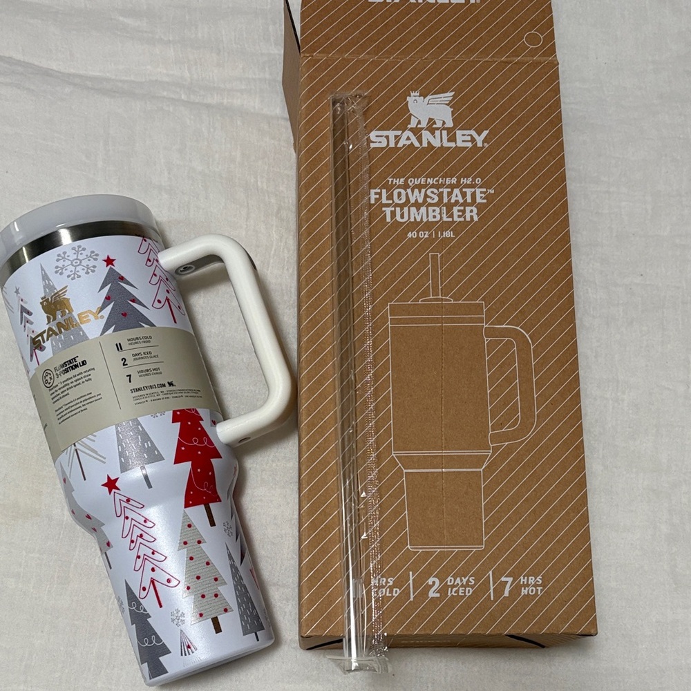 Stanley Festive Gray and Red Tumbler with Straw